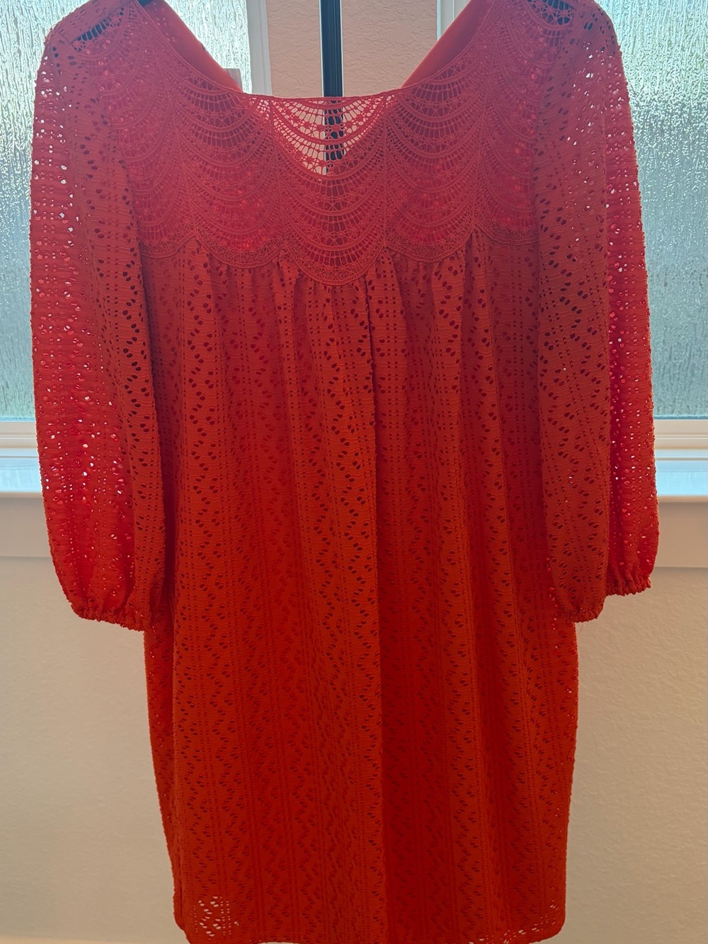 Orange Red Crochet Lace Women's Dress